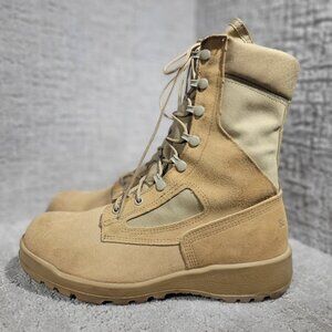 Belleville Men's Size 08.0 W Tan Suede Lace up Military Combat Boots 390DES
